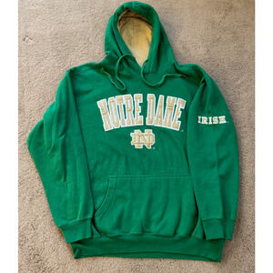 Vintage E5 Notre Dame Hoodie Fighting Irish Sweatshirt Embroidered Green XL